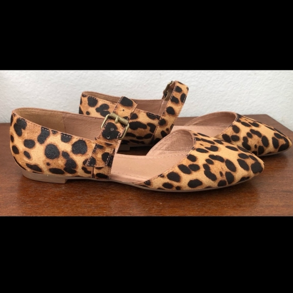 Madewell Alina Mary Jane Leopard Faux Fur Print Flats